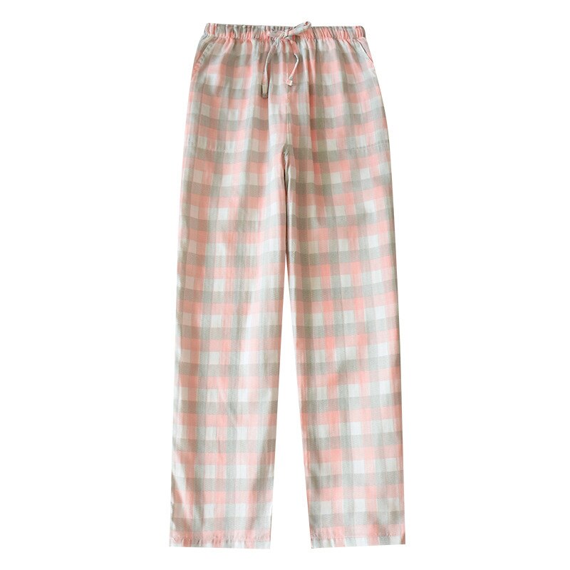 Xifer home geruite pyjamabroek koppels katoenen gaasbroek lente en herfst geruite pyjama's losse dames en heren dunne thuis pyjama