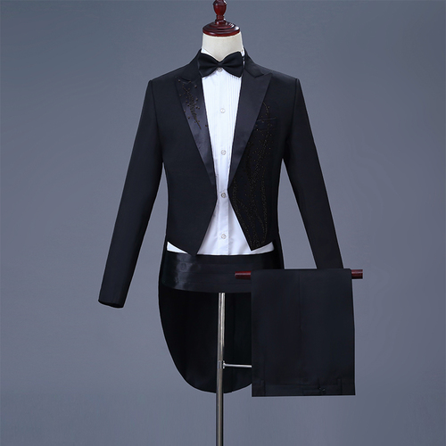 Vrouwen Kleding Effen Kleur Smoking mannen Slim Jurk Pak Refrein Pak Stadium Kostuum Magic mannen Tuxedo Black Vrouwen pak Twee stuk: 6 / L