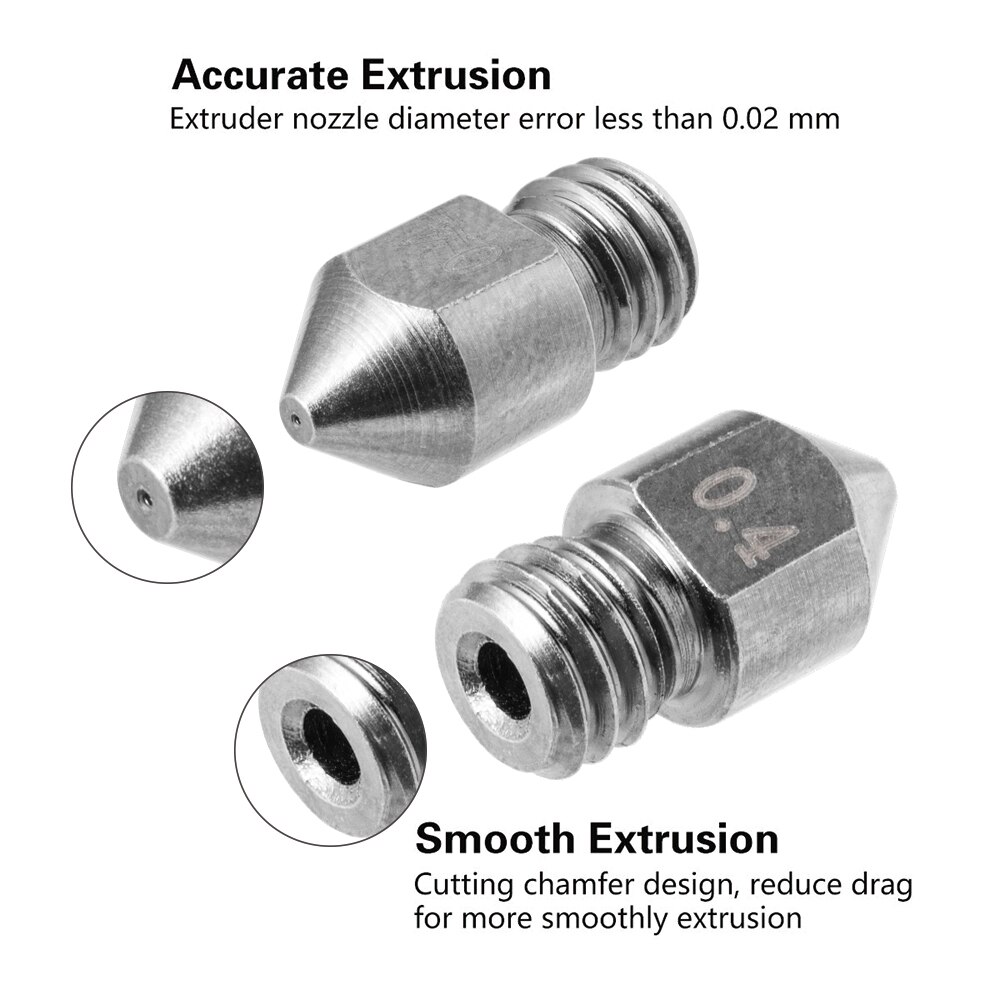 Creality 3D Printer Onderdelen 5 Stks/partij Tungsten 3D Printer Extruderspuitstuk Mix Grootte 0.2Mm 0.3 Mm 0.4Mm 0.5mm 0.6Mm