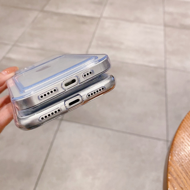 Funda de teléfono transparente para iPhone, 11, 12, 13, 14 Pro, X, XS, Max, XR, 7, 8 Plus, SE, funda de silicona suave, BILLETERA, tarjetero