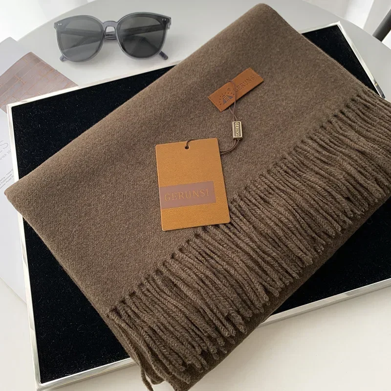 Winter Cashmere Scarf Women Thick Warm Pashmina Shawls Wraps Solid Color Tassel Lady Blanket Echarpe Bufanda Hijab
