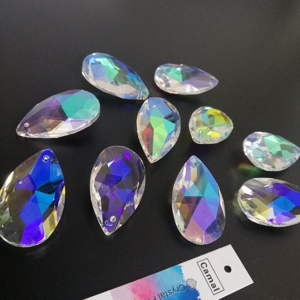 Kamel 5 stk ab farve glas 38mm dråbe  k9 krystal perler diy lysekrone vedhæng del lampe prismer smykker hængende dekoration