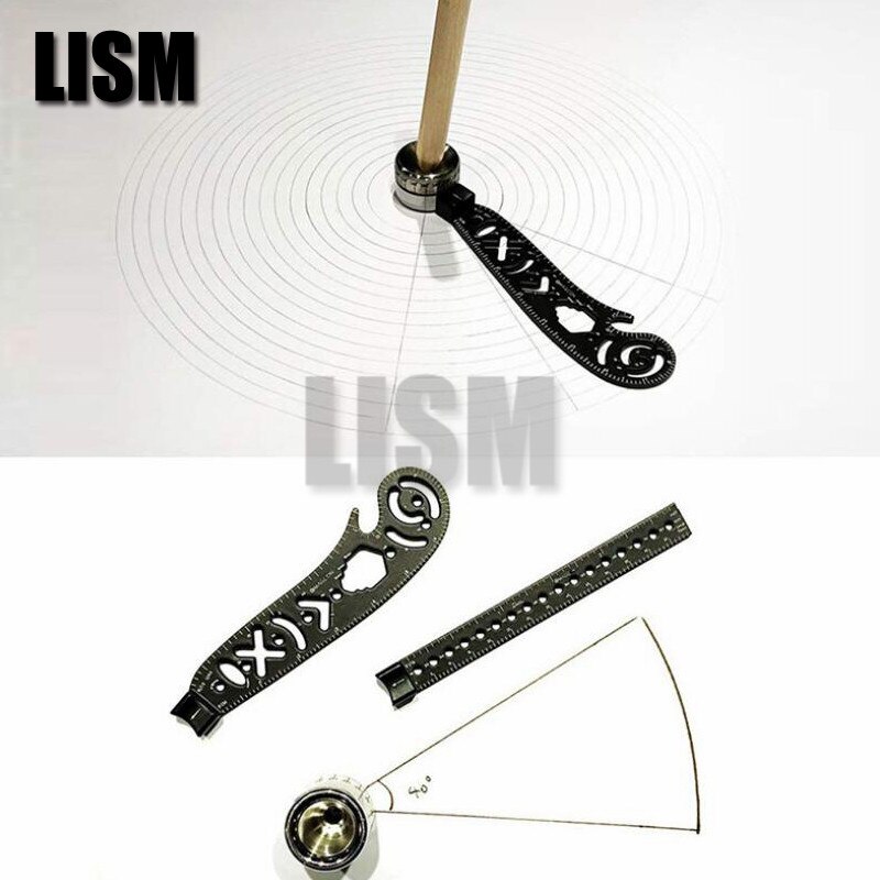 Multi-Function ,Versatile Drawing Tool,Curved Ruler Mini Compass Protractor Combo Patterns for Notepad Designers Artists