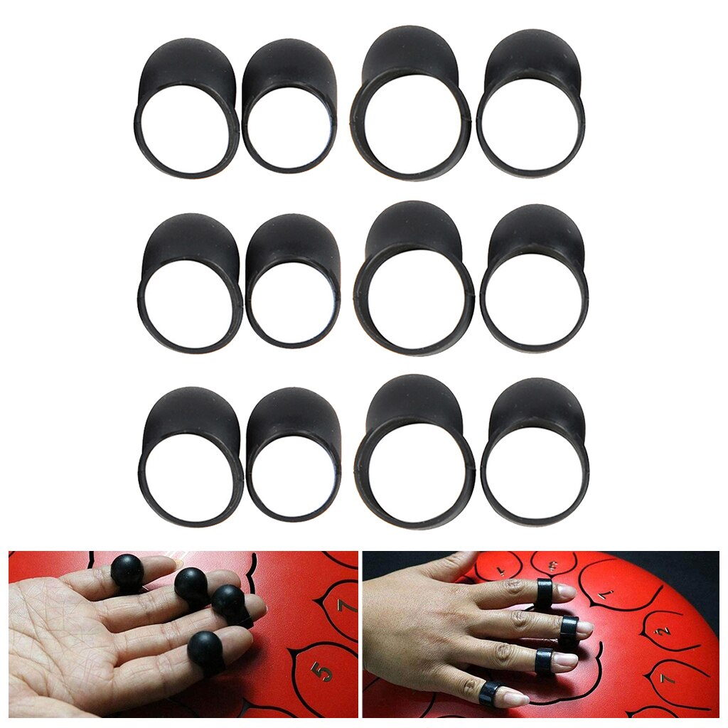 12x Steel Tongue Tank Drum Finger Picks, Silicone Knocking Finger Sleeves Cover