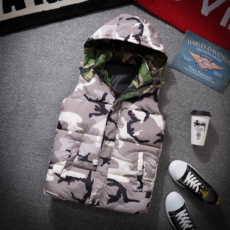 Vest Mannen Herfst Winter Warm Mouwloze Jas Camouflage Vest Heren Vest Casual Jassen Donzen Dikke Mannelijke