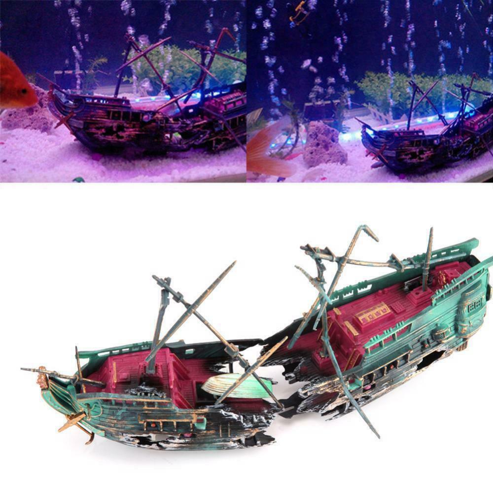 Decoración de bote para acuario grande de 24x12cm, decoración de bote para acuario, Barco Pirata, decoración de tanque de peces