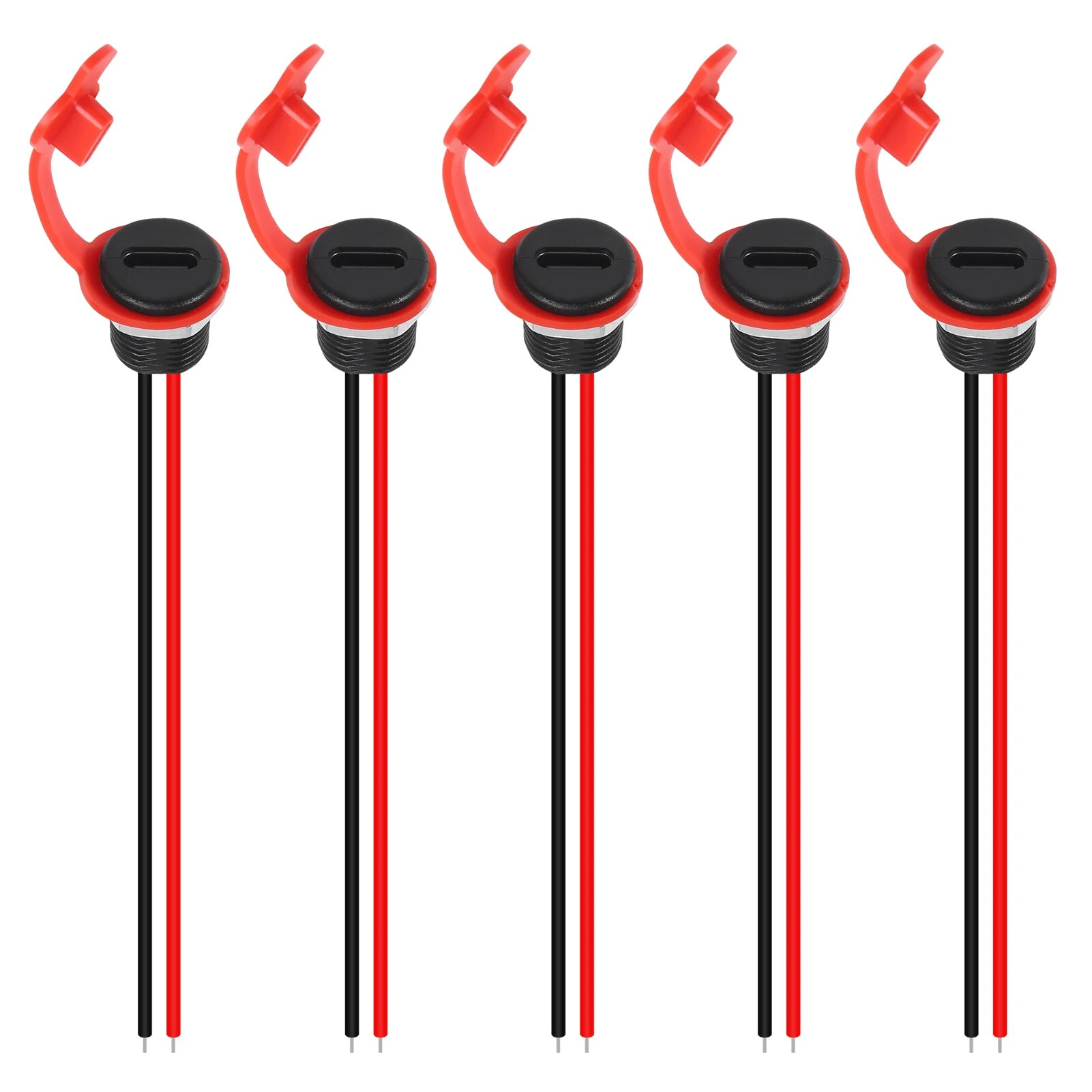 Conector USB tipo C hembra de 2 pines, resistente al agua, con enchufe hembra, puerto de carga de carga rápida, enchufe de cargador USB-C, 5 uds.: Azul