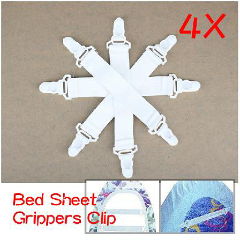 4 Pcs Bed Sheet Fasteners Clip Elastic Suspenders Grippers Holder --M25