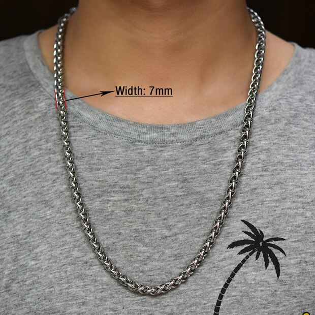 3/4/5/6/7/8mm Runde Rolo Edelstahl Link Weizen Kette Halskette für Männer Frauen Metall Halsband Silber Farbe Schmuck Zubehör: 55CM / Rost rot