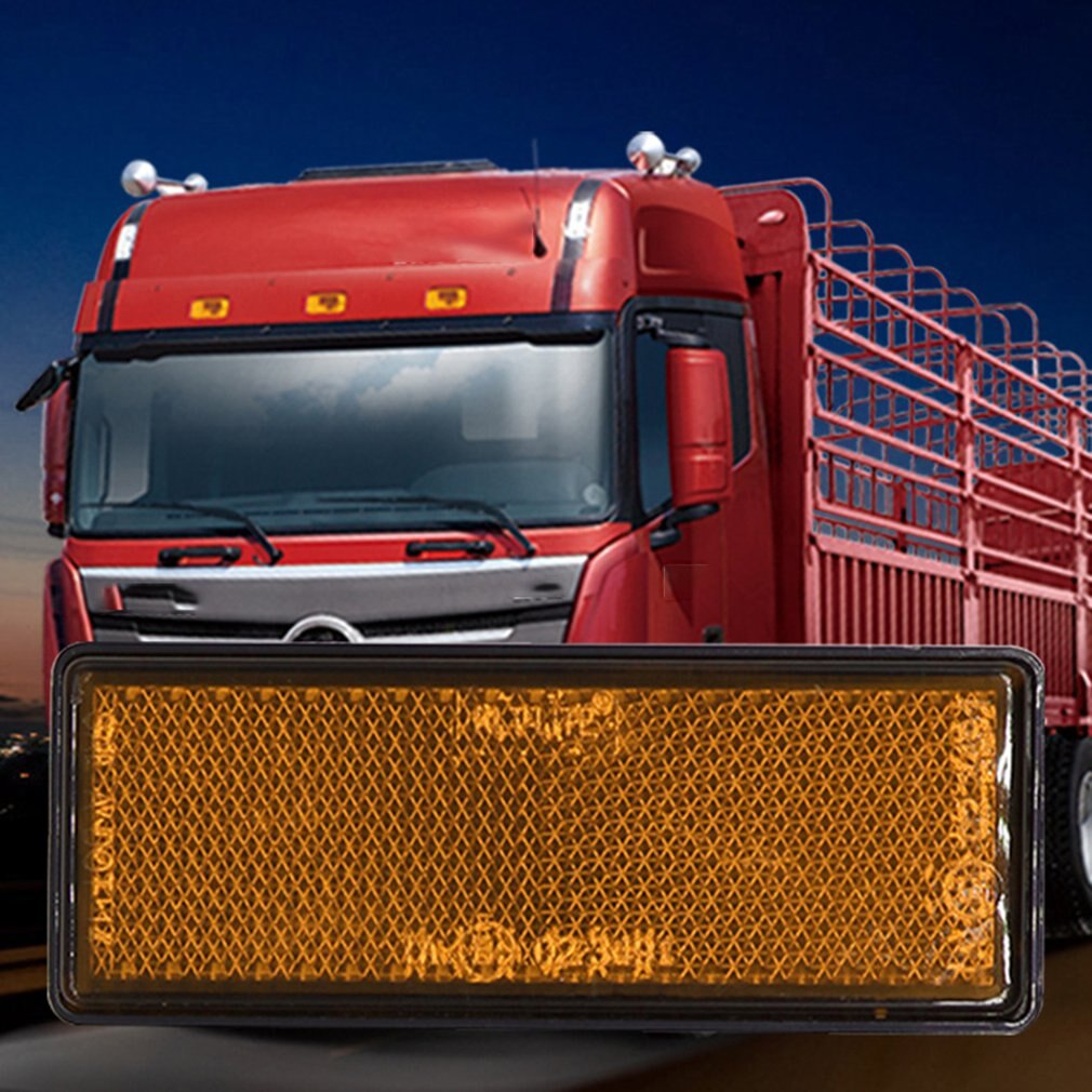 10 Pcs Zware Auto Reflectoren Rechthoekige Oranje Reflecterende Strips Oranje Langwerpige Rechthoekige Trailer Reflectoren