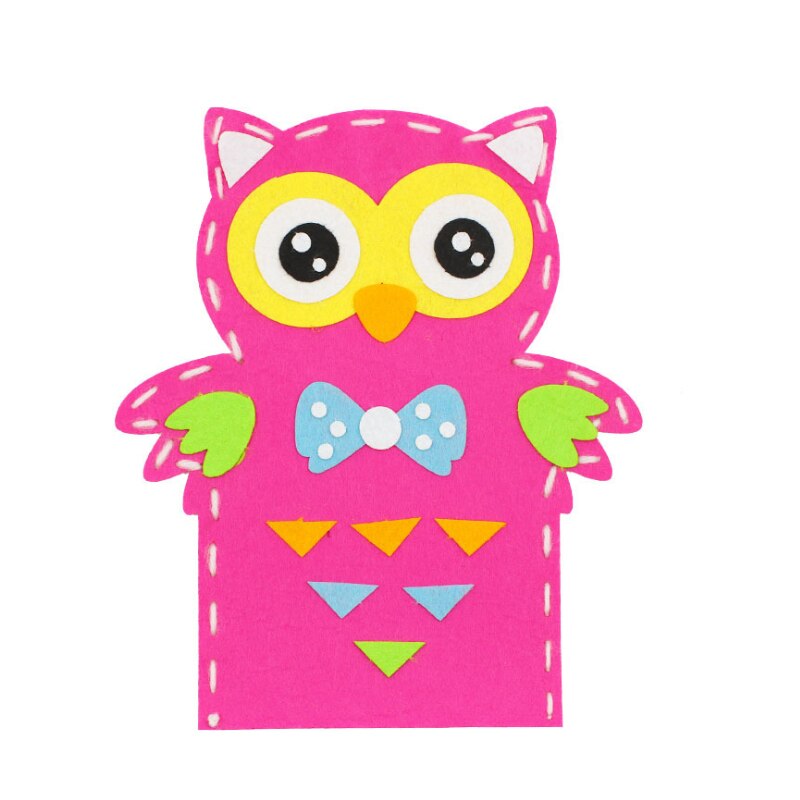 Saizhi 3D Crafts Handmade Kids Child DIY Activity Top Accessories Hand Puppet Non-Woven Cloth Animal DIY Sewing Toys: owl