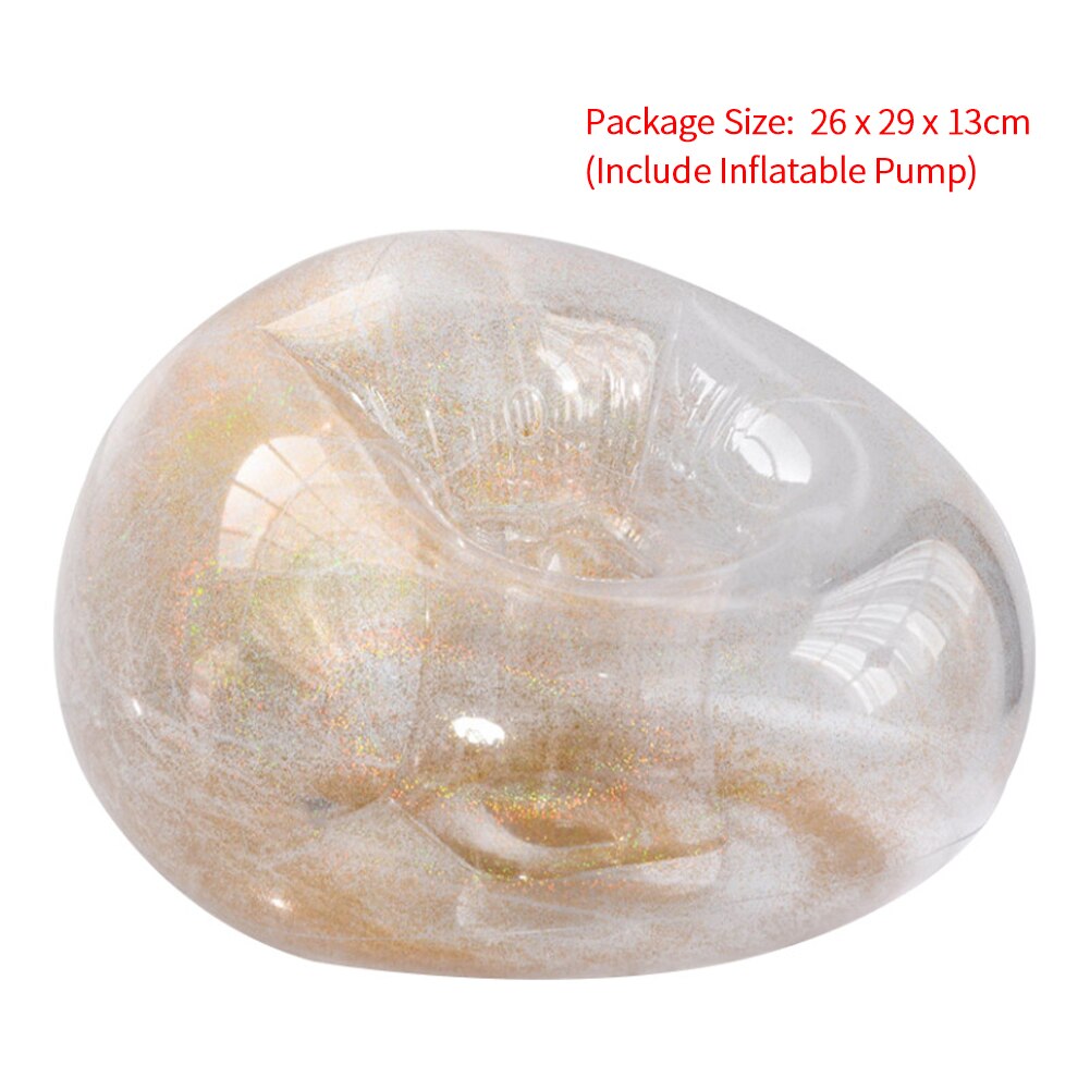 Oppblåsbar sofa konfetti glitter pvc vanntett komfortabel innendørs utendørs strandstol