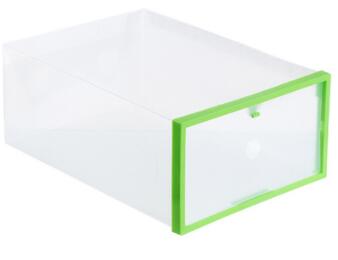2PC Shoe Organizer Shoe Storage Box Plastic Shoe Box Transparent Rangement Chaussure Shoe Cabinet Make Up Organizer Plastic Box: green shoe holder