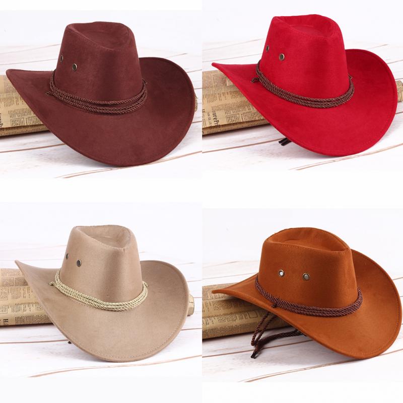 Western Sun Shield Unisex Cowboy Casual Artificial Leather Hat Wide Cowboy Hat