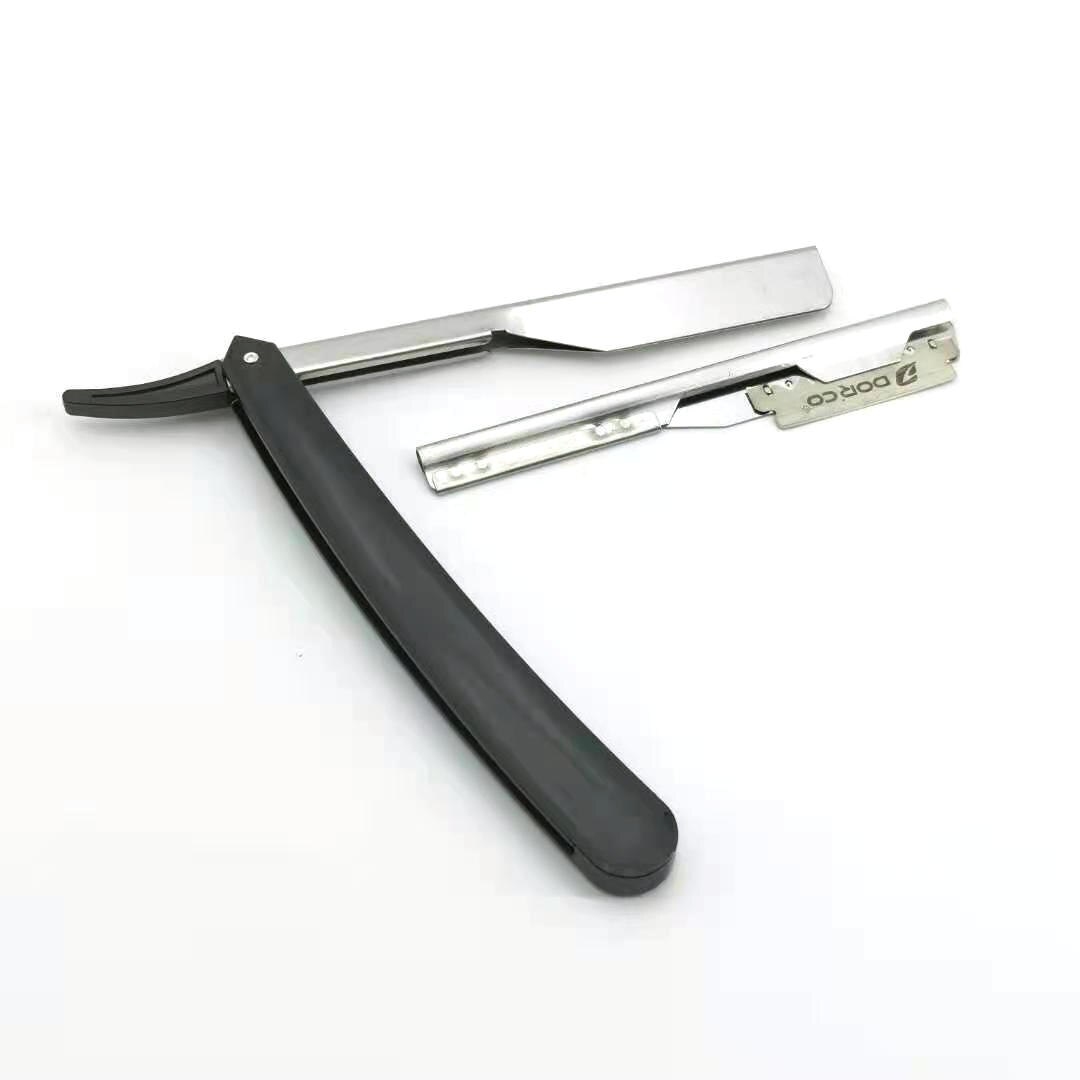 Stainless Steel Straight Edge Razor Barber Manual Beard Shaver Folding Shaving Razor Barber Shaver Tool with one Blade