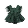 Abito da pagliaccetto senza maniche per bambina abito da Tutu in nappa tinta unita in pizzo floreale estivo abito da principessa in piuma: green / 24M