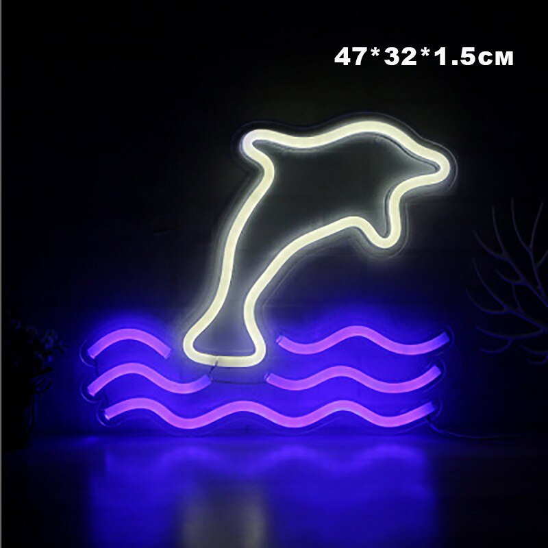 Nattljus usb alpacka delfin enhörning julgran stjärnskott regnbågsmoln öppet liv led bakplan neonljus för inredning: D