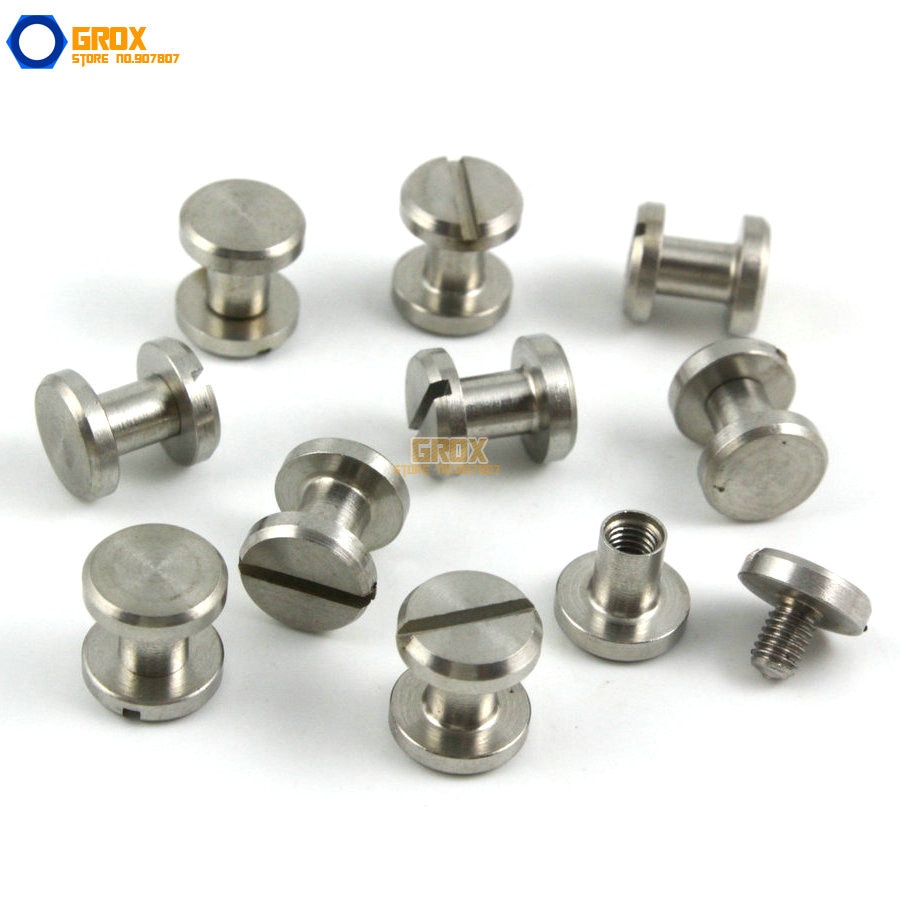 20 Set 8*5mm 304 Rvs Klinknagel Chicago Schroef voor Leer Craft Platte Kop