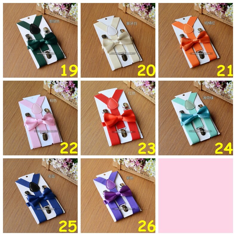 Szelki dla dzieci i muszka zestaw 26 kolorów szelki elastyczny Y-z powrotem robić dla dzieci czerwony różowy czarny niebieski chłopcy akcesoria dziewczęce