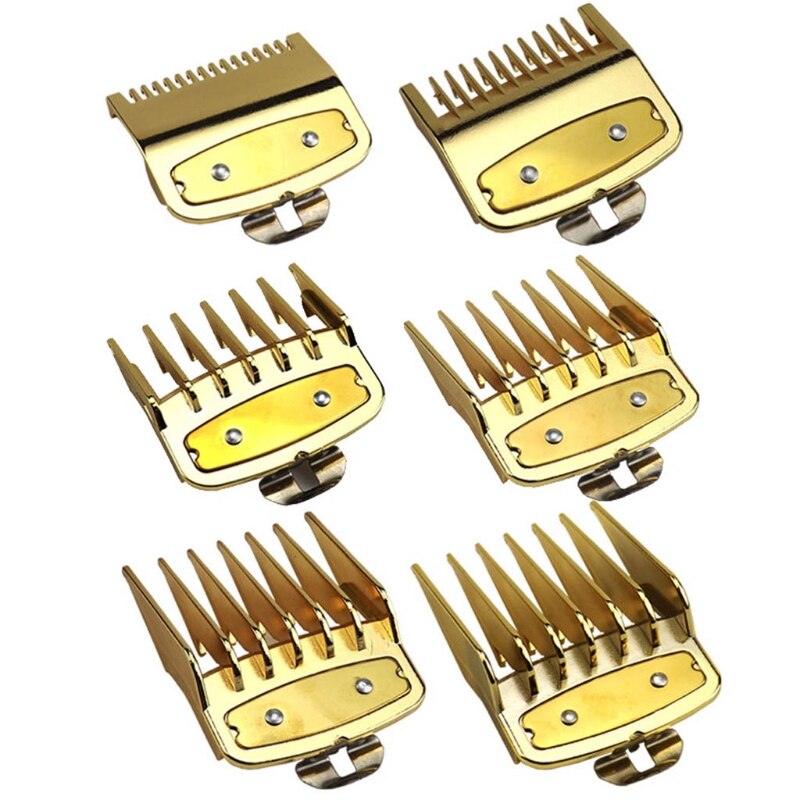 Conjunto de Peine guía para barbería, 6 uds., accesorio para Maquinilla de peluquería, limitador de corte de pelo: Amarillo