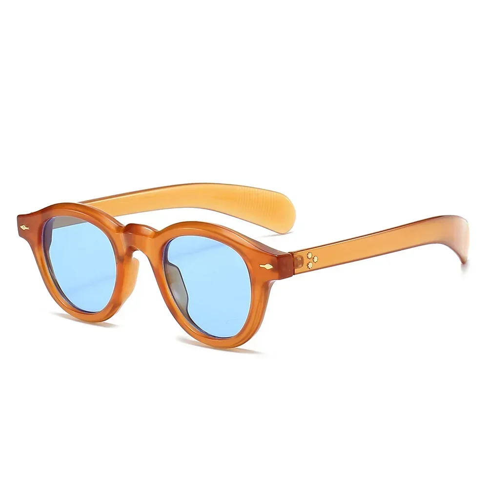 JNPCXI Anti-Blu-Ray Runde Frauen Gläser Rahmen Retro Sonnenbrille Nieten Dekoration Optische Männer Orange Brillen Rahmen: Lila