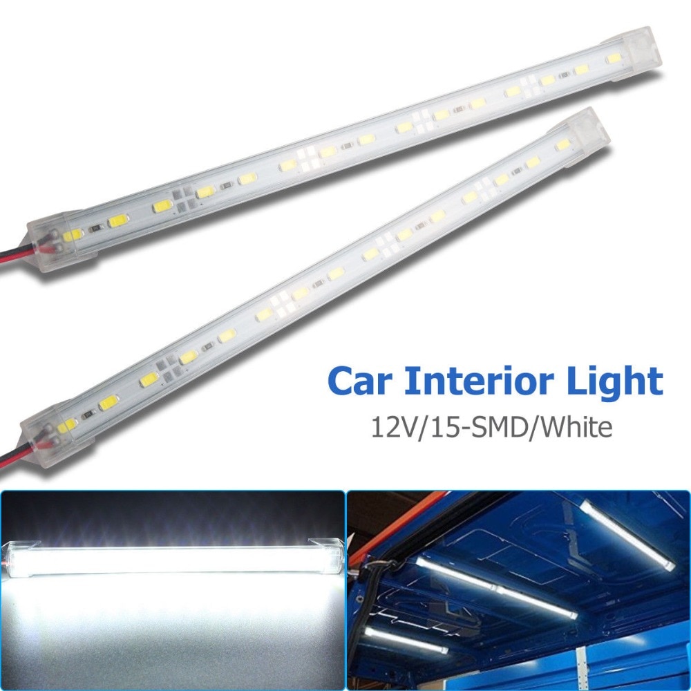 2x12 V 15 LED Auto Interieur Wit Strip Verlichting Bar Lamp Auto Caravan Boot Thuis