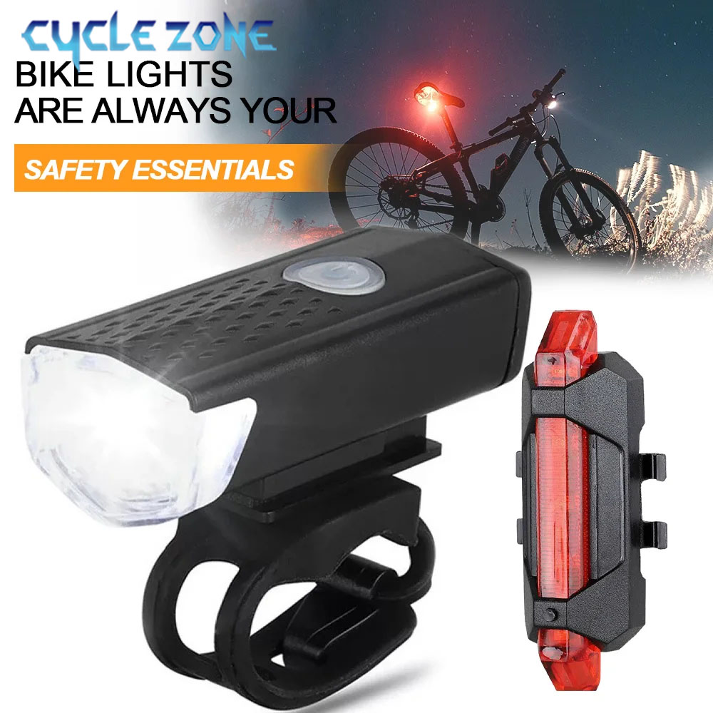 Juego de luces delanteras para bicicleta, luz trasera recargable por USB, fácil de instalar, 3 modos, accesorios para bicicleta, 2218