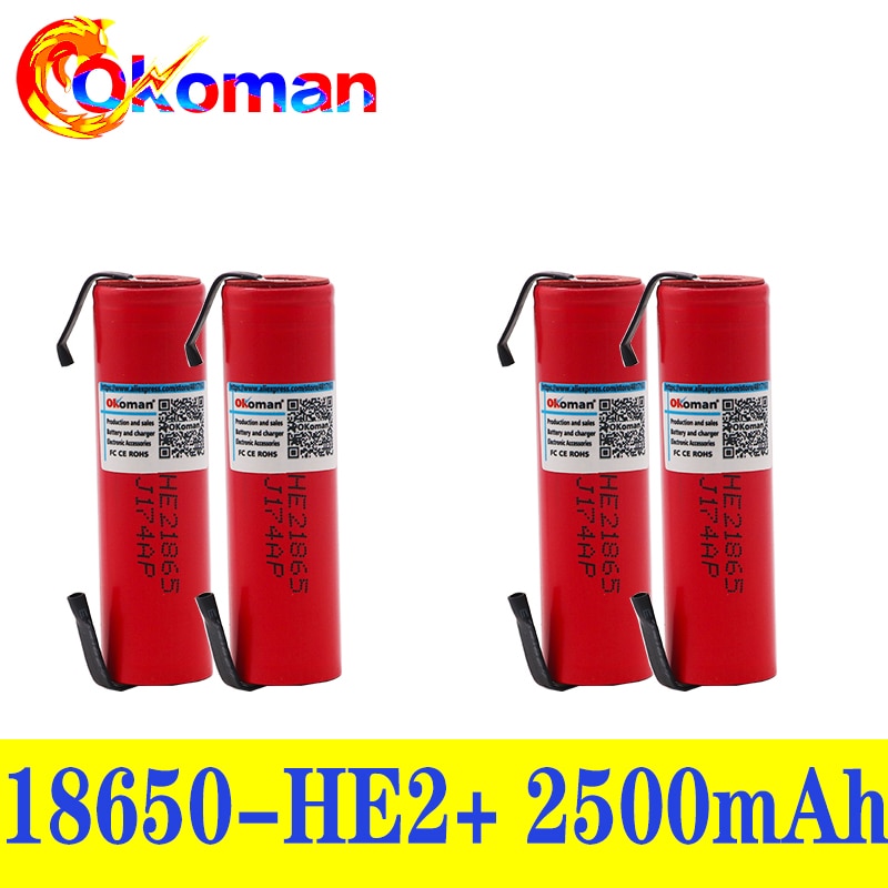 100% Origina HE2 7v 2500mah 18650 Lithium Rechargeable Battery For battery pack power tool Flashlight batteries