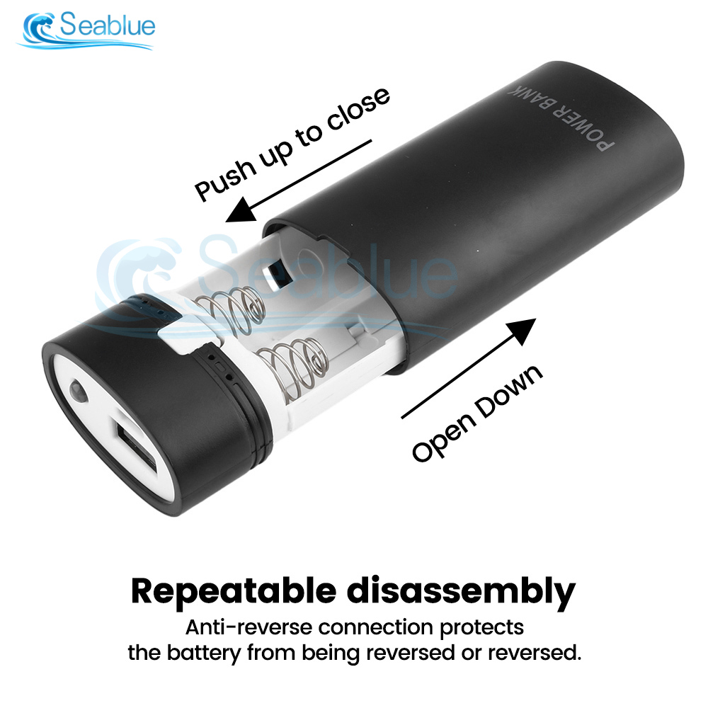 5V 2A 6000mAh 2X 18650 USB Type-C Power Bank Battery Charger Case DIY Box For Phone Electronic Charging Not Including Batteries