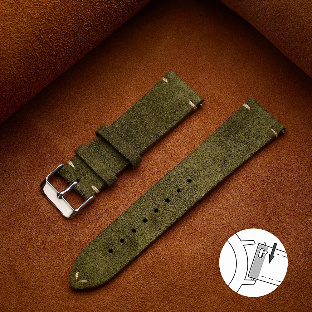 Correa de ante suave de liberación rápida, pulsera de 14mm, 16mm y 18mm, correas de reloj marrones de 20mm y 22mm, pulsera de piel de becerro, accesorios para mujeres y hombres
