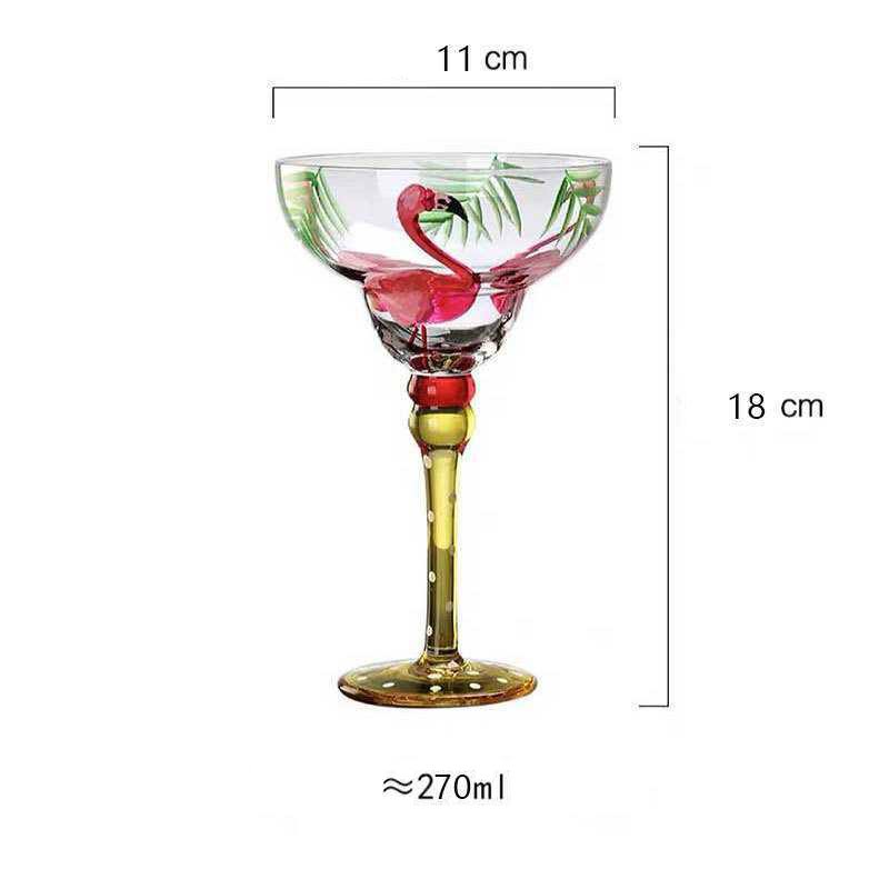 270ml Margarita Wine Glasses Handmade Colorful Cocktail Glass Goblet Cup Lead-free Home Bar Wedding Party Drinkware: Flamingo