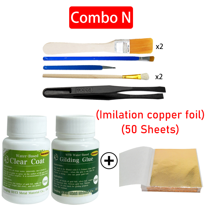Vergoldungskleber, Goldfolienblätter für Kunsthandwerk, Papierpulver, Blattgold, konzentrierter Kleber auf Wasserbasis, Mangel und Goldfolien-Toolkit: Gold