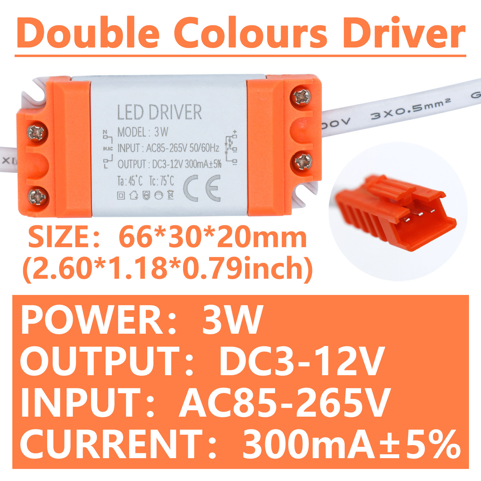 300ma led-driver med doble farger, dimbar, ac 85-... – Grandado
