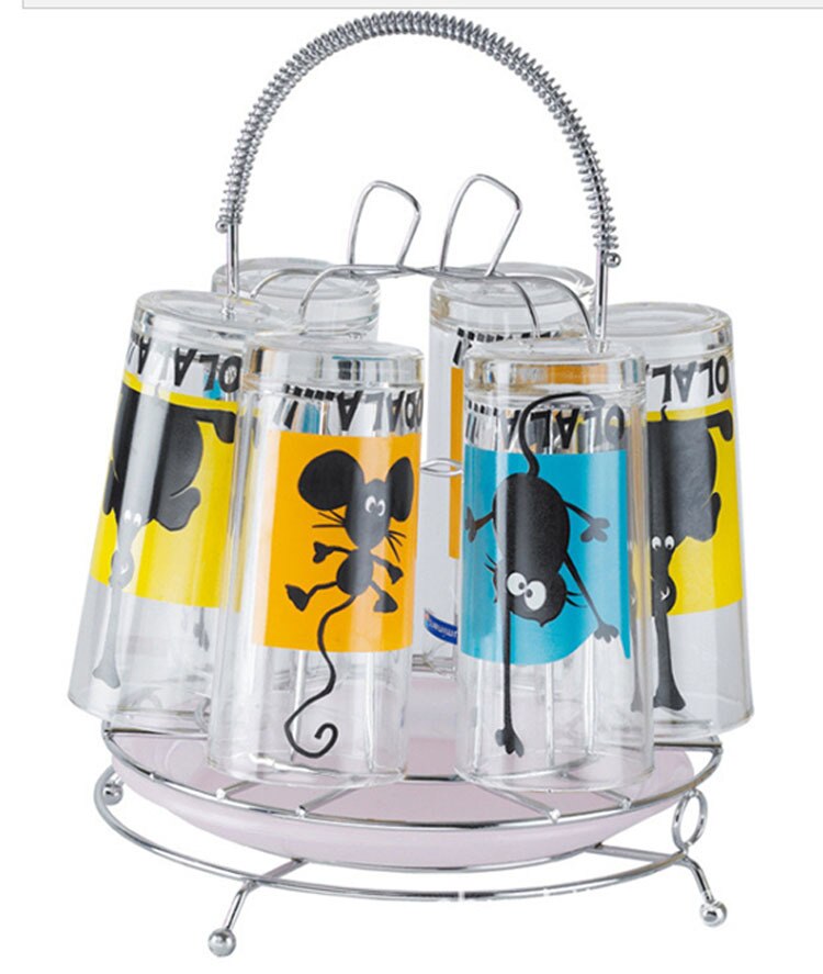 Draining Cup Holder Kitchen 6 Glass Rack Tumbler Holder Stainless Steel Beer Mug Holder