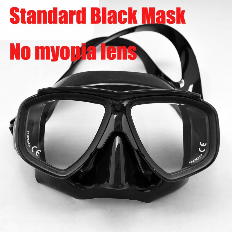 Top low profile black silicone scuba diving mask Tempered glasss myopia lens mask for nearsighted freedivers Adult scuba mask: Standard Mask