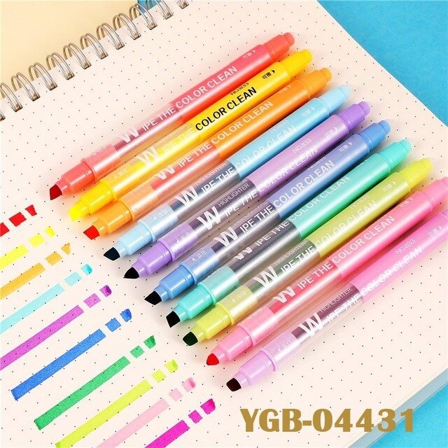 12 stks/partij Dubbele Hoofd Mildliner Markeerstiften Art Marker Markeerstiften Pastel Markers Aquarel Fluorescerende Tekening Pen: 10color 04431