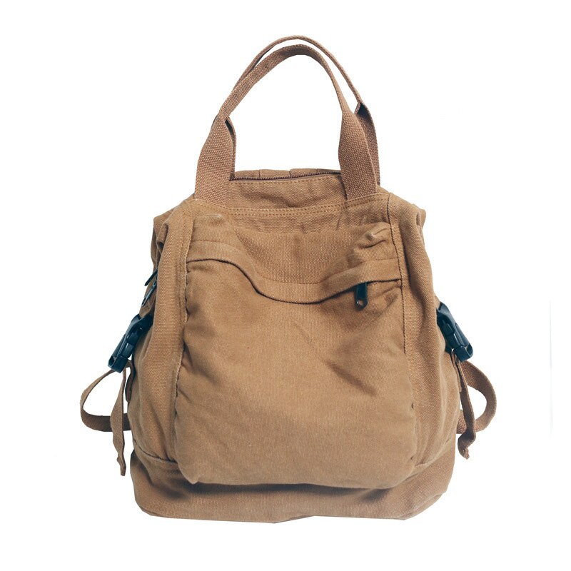 WR-mochila de lona verde para mujer, bolsa para portátil, escolar, para estudiantes, para adolescentes: khaki