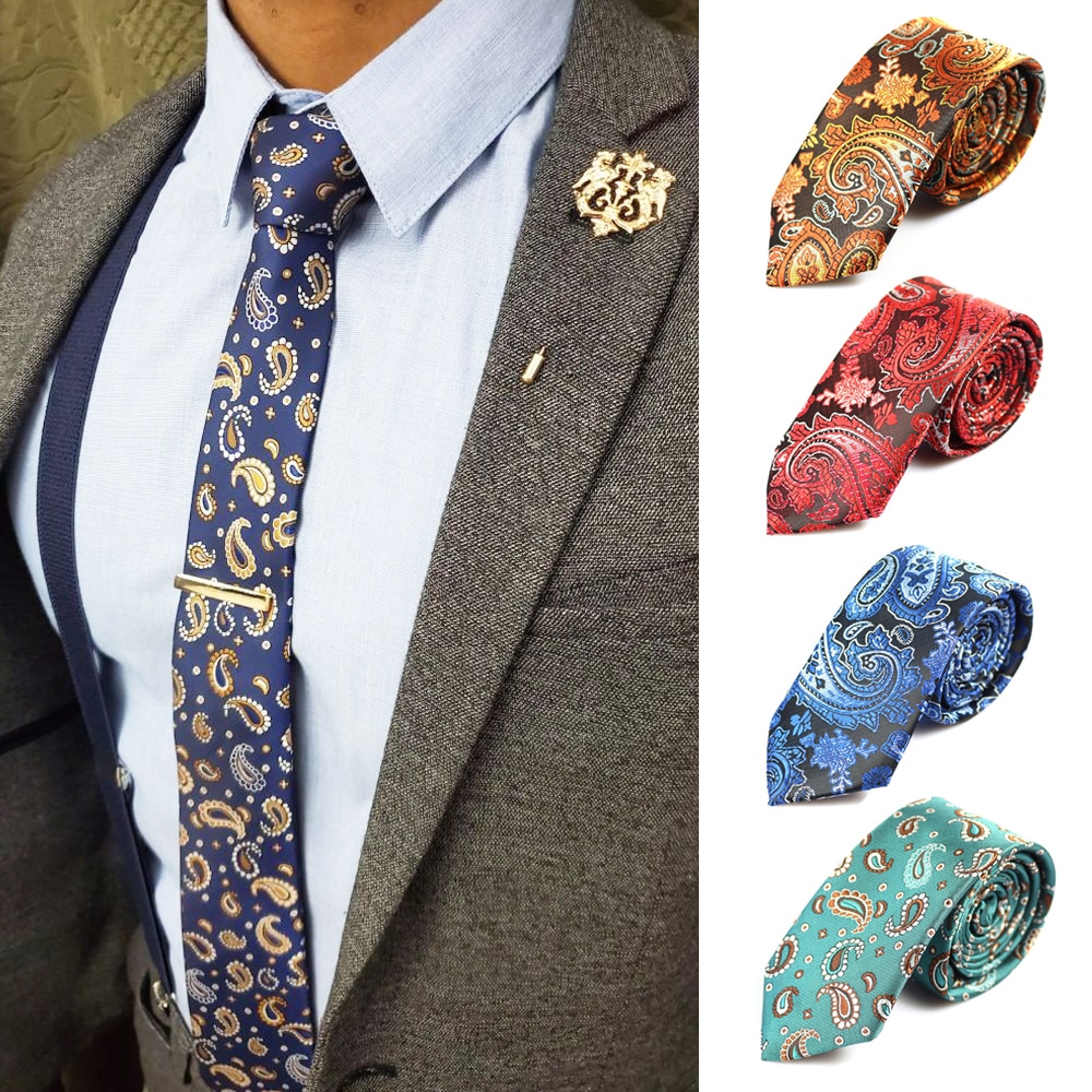 Herre slips smalt slips 6cm klassisk paisley slips til mænd formel business bryllup jakkesæt halstøj jacquard vævede slips