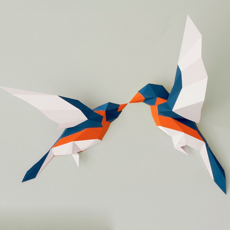 3d papir model kærlighedsfugle moderne kortfattet boligindretning vægdekoration puslespil diy papirhåndværk pædagogisk legetøj til børn