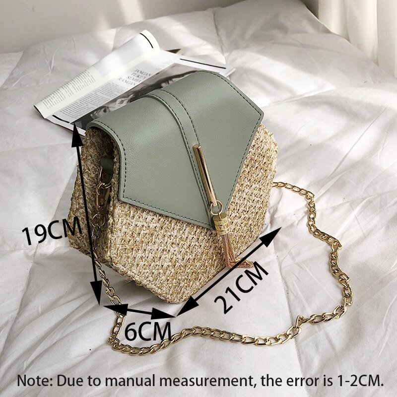 Summer Straw Women Handbags Pu Leather Small Tote Bags Women Casual Flap Crossbody Bags Tassel Shoulder Bag for Female