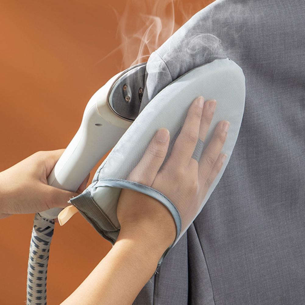 Handheld Mini Hitzebeständige Bügelunterlage Brett Eisenabdeckung Hitzebeständige schmutzabweisende graue Bügelhandschuhe für Kleidungsstücke