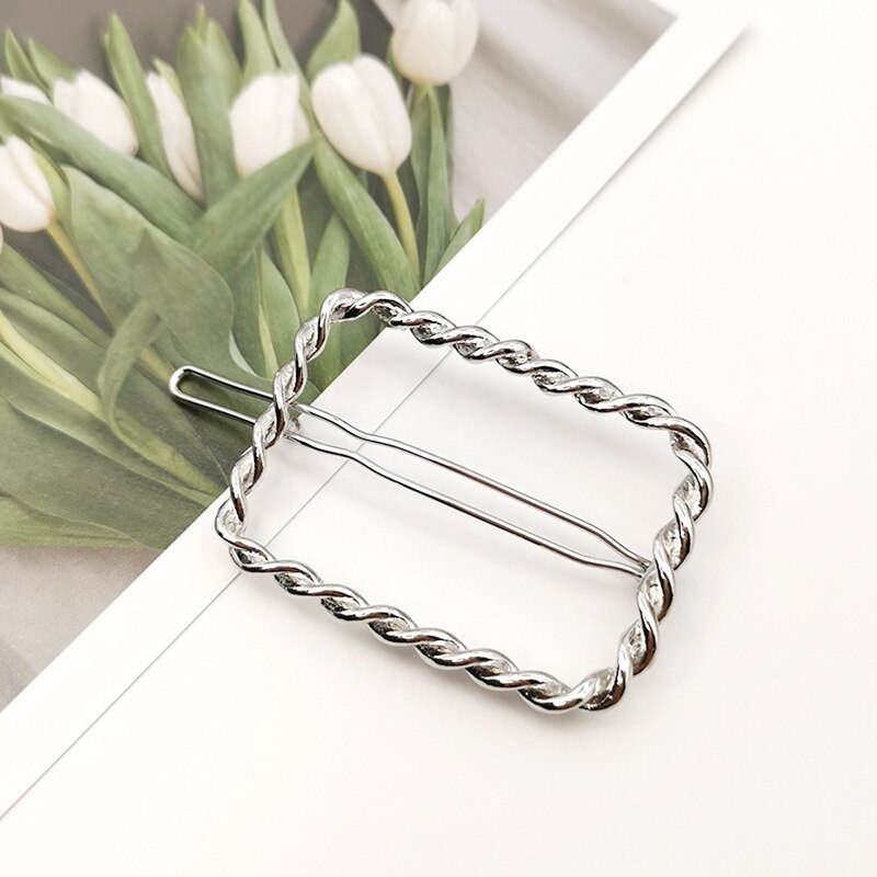 Weven geometrische driehoek haarspeld speld metaallegering cirkel haarspeld haarspeld meisjes vrouw haaraccessoires hoofddeksels: Blauw