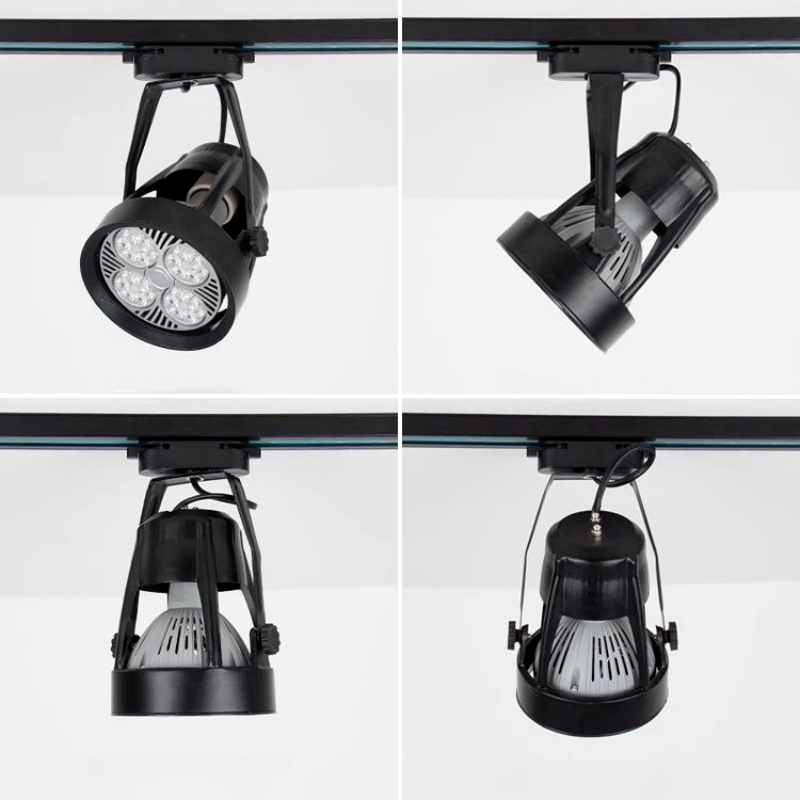 Par30 led e27 base de suporte de luz de pista 2 fios ferroviário lâmpadas de teto titular loja de roupas sala de estar soquete de holofote substituível