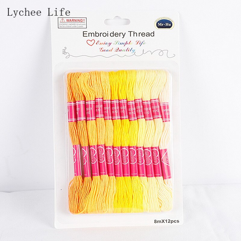 Lychee Life 12Pcs/lot Polyester Embroidery DIY Silk line Branch Similar Thread Cross Stitch Cotton Sewing Skeins Thread Material: 3