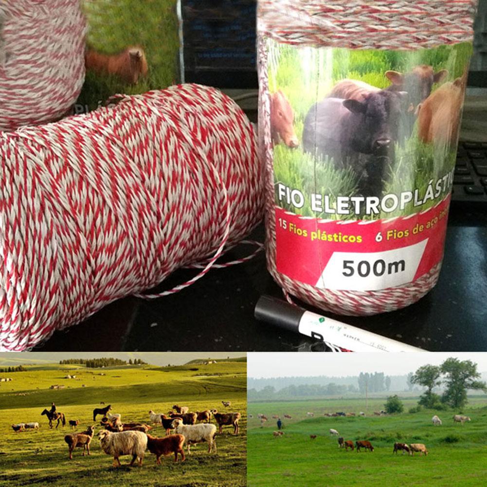 500m Electric Fence Wire Red White Polywire with Steel Poly Rope For Horse Animal Fencing Ultra Low Resistance Wire
