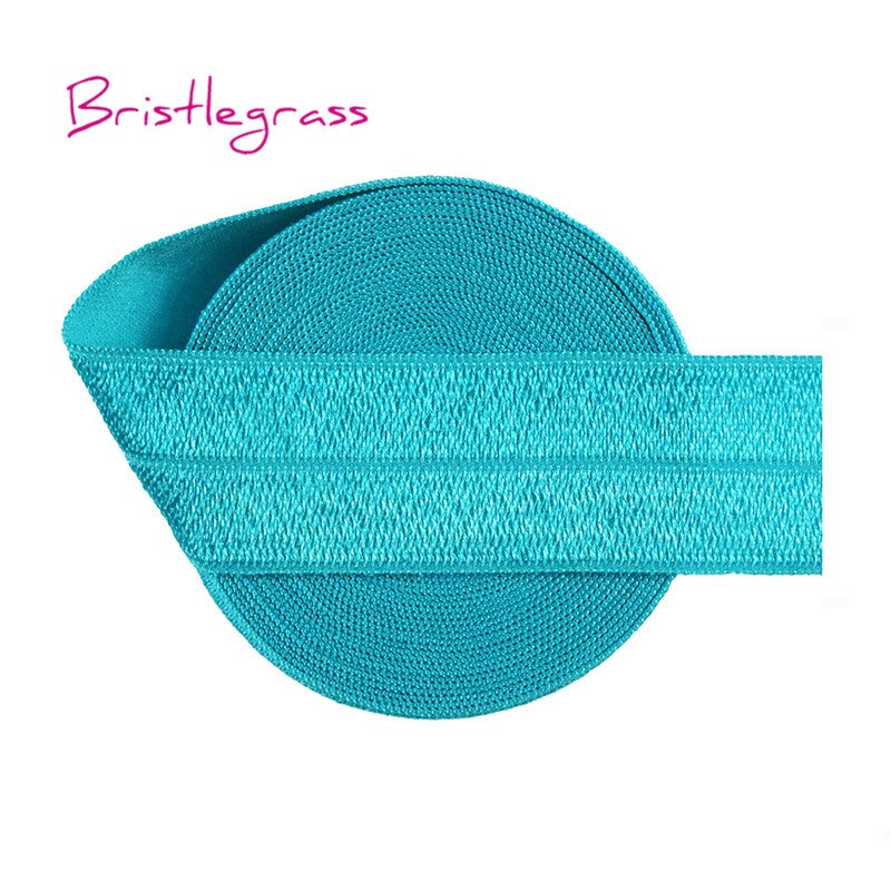 50 yardas 1 "25mm sólido brillante FOE doblar sobre Spandex elástico satinado bandas de la cinta del pelo, vestido de la corbata DIY costura: Tornado Blue