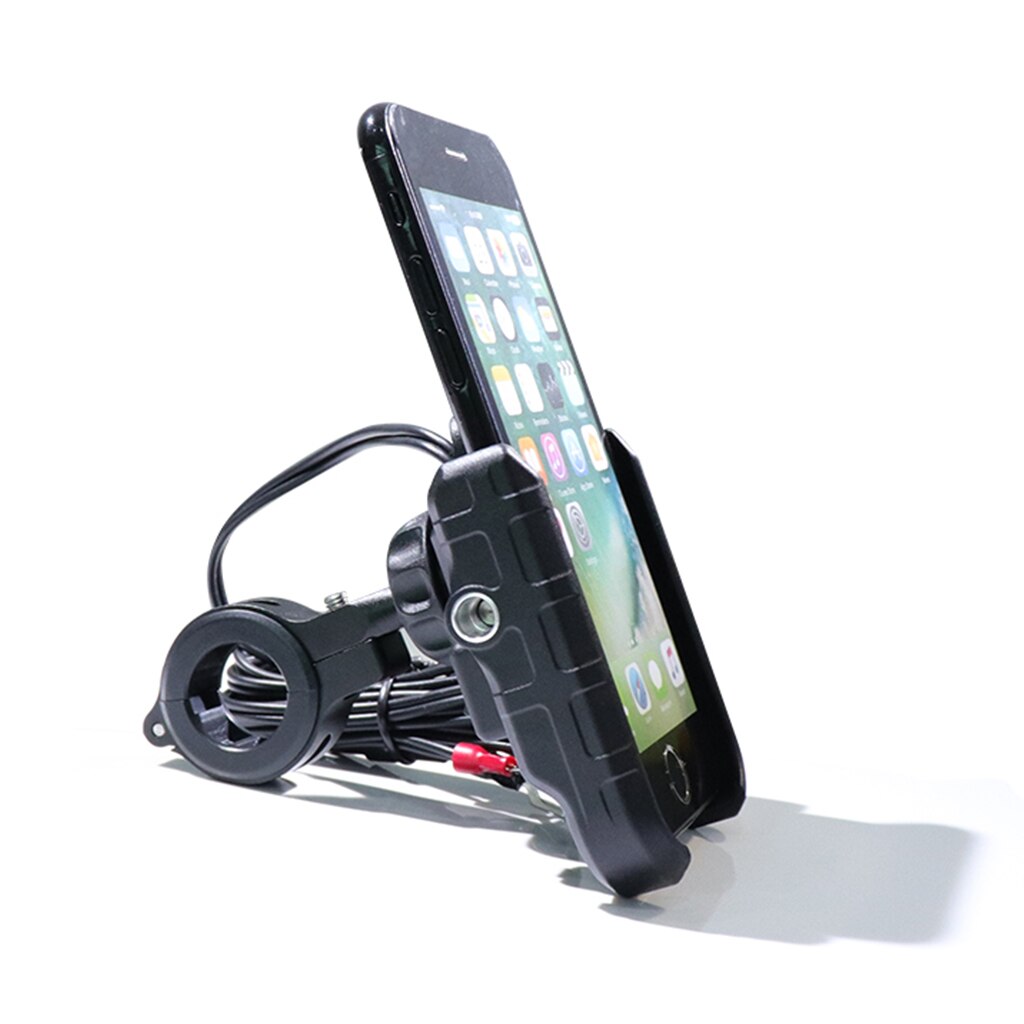 Motorcycle Phone Holders Aluminium QC3.0 USB Fast Charger 360° Rotate Motorbike Phone Holder Mount Stand with USB Charger