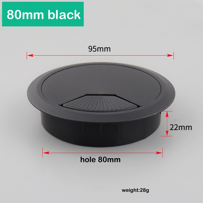 1PC Bureau Tafel Plastic Kabel Gat Cover 60/80mm PC Computer Bureau Ronde Draad Netjes Grommet kabel Organizer Kantoormeubilair: GRIJS