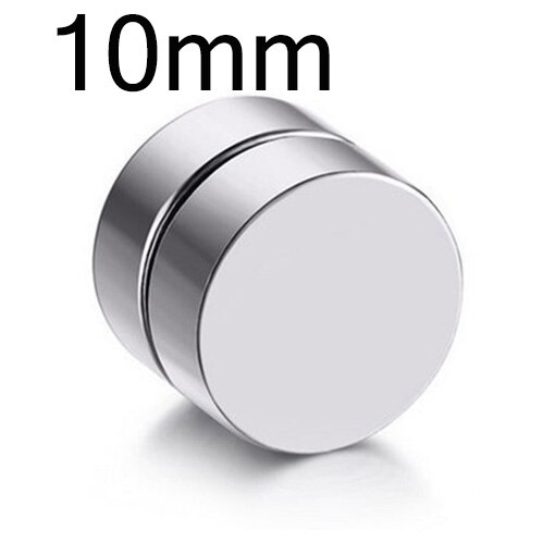 Runde SchöNe Kreis Nicht durchbohren 1PC Starke Magneten Magnet Ohr Mens Clip etwa6mm/8mm/10mm/12mm5 Farben Mädchen Ohrringe: 10mm Silber-