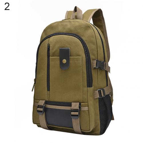 Mochila masculina de lona, bolsa escolar casual de ombro, mochila resistente, vintage: Verde exército